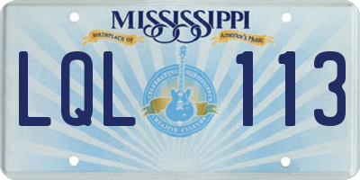 MS license plate LQL113