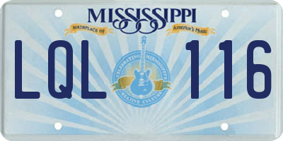 MS license plate LQL116