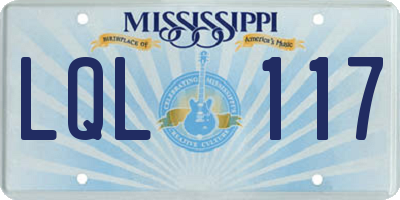MS license plate LQL117