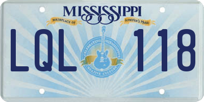 MS license plate LQL118