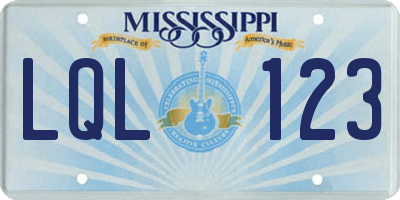 MS license plate LQL123