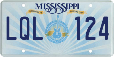MS license plate LQL124