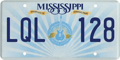 MS license plate LQL128