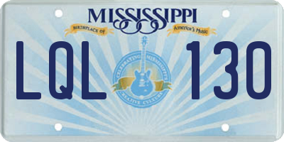 MS license plate LQL130