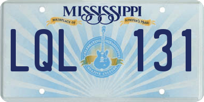 MS license plate LQL131