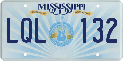 MS license plate LQL132