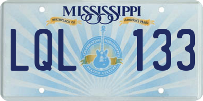MS license plate LQL133