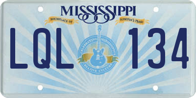MS license plate LQL134