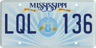 MS license plate LQL136
