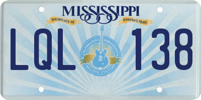 MS license plate LQL138