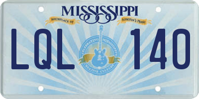 MS license plate LQL140