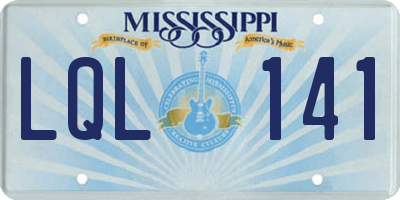 MS license plate LQL141