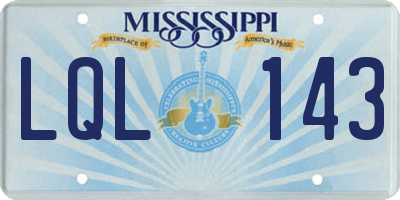 MS license plate LQL143