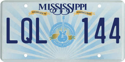MS license plate LQL144