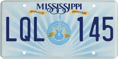 MS license plate LQL145