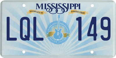MS license plate LQL149