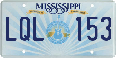 MS license plate LQL153