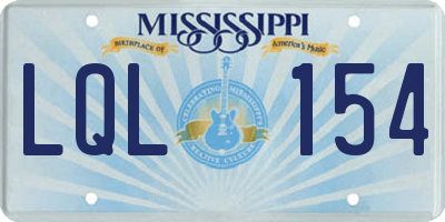 MS license plate LQL154