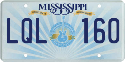 MS license plate LQL160