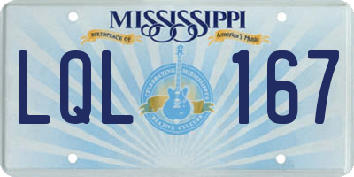 MS license plate LQL167
