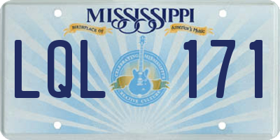MS license plate LQL171