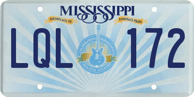 MS license plate LQL172