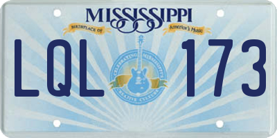MS license plate LQL173