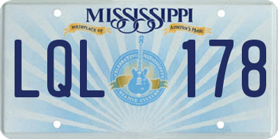 MS license plate LQL178