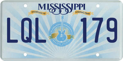 MS license plate LQL179