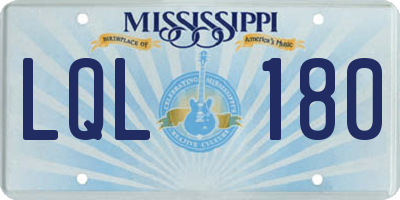 MS license plate LQL180