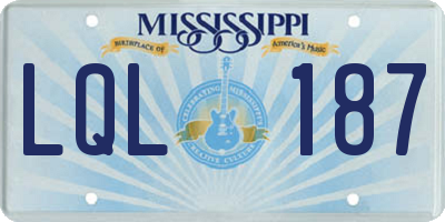MS license plate LQL187