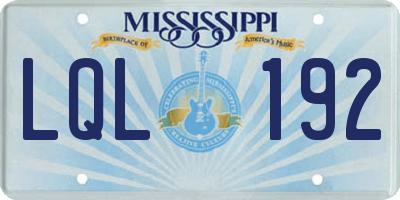 MS license plate LQL192