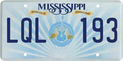 MS license plate LQL193