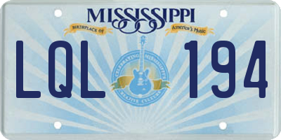 MS license plate LQL194