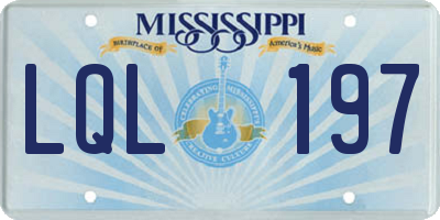 MS license plate LQL197