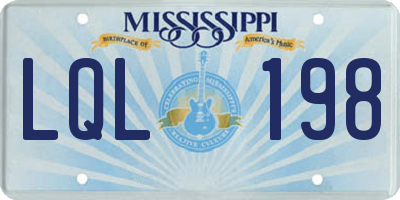 MS license plate LQL198