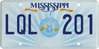 MS license plate LQL201