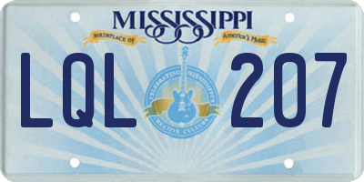 MS license plate LQL207