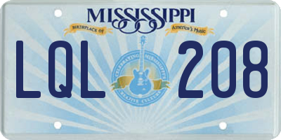 MS license plate LQL208
