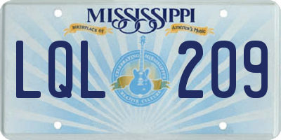 MS license plate LQL209