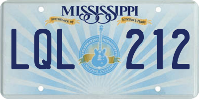 MS license plate LQL212