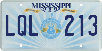 MS license plate LQL213