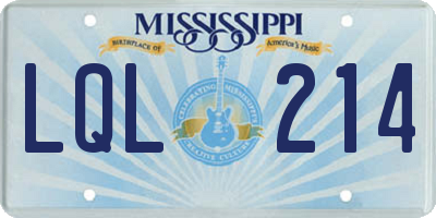 MS license plate LQL214