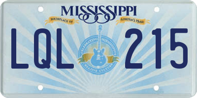 MS license plate LQL215