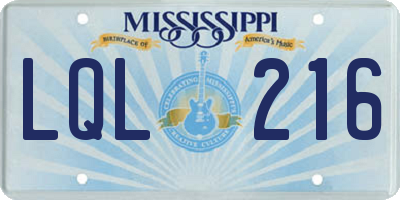 MS license plate LQL216