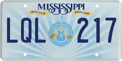 MS license plate LQL217