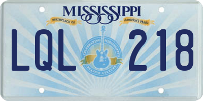MS license plate LQL218