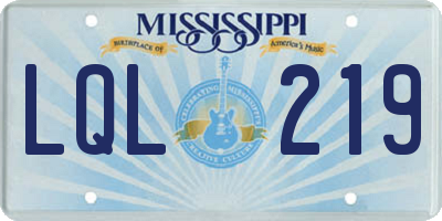 MS license plate LQL219