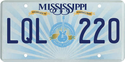 MS license plate LQL220