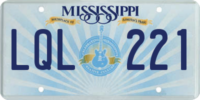 MS license plate LQL221